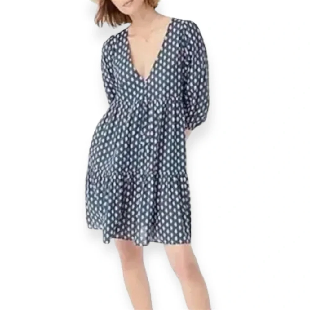 J CREW Cotton Voile Tiered Beach Dress In Best Buds Size XS - Picture 2 of 12